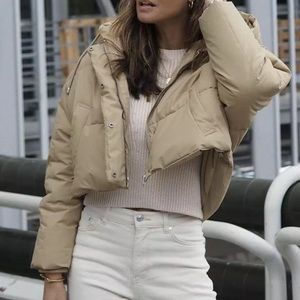Zara cropped camel puffer SMALL